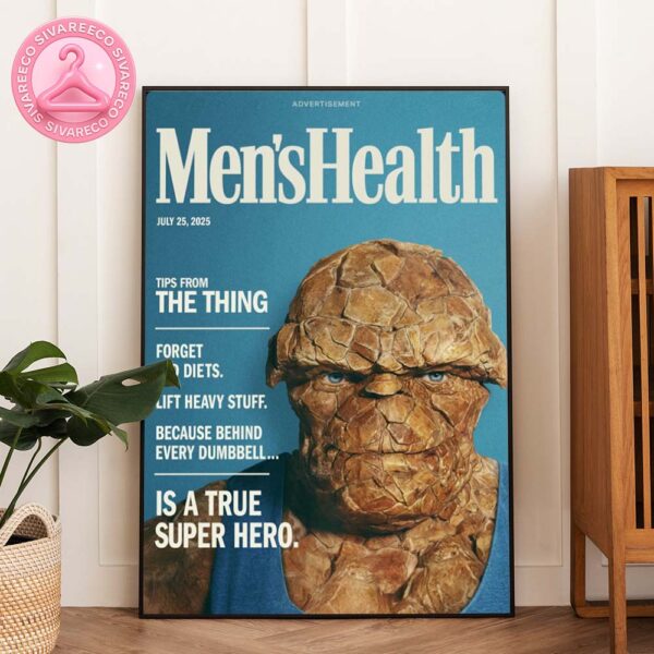 The Thing Poster – Funny Men’s Health Magazine Parody July 2025 – Marvel Superhero Wall Art for Gym Lovers Home Decor Poster Canvas