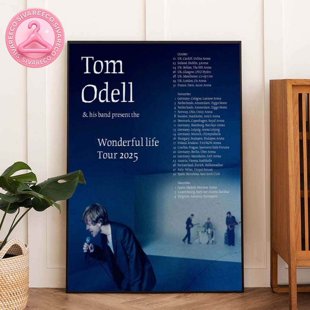Tom Odell Wonderful Life Tour Poster Featuring Minimalist Blue Stage Artwork For 2025 European Arena Shows Home Decor Poster Canvas