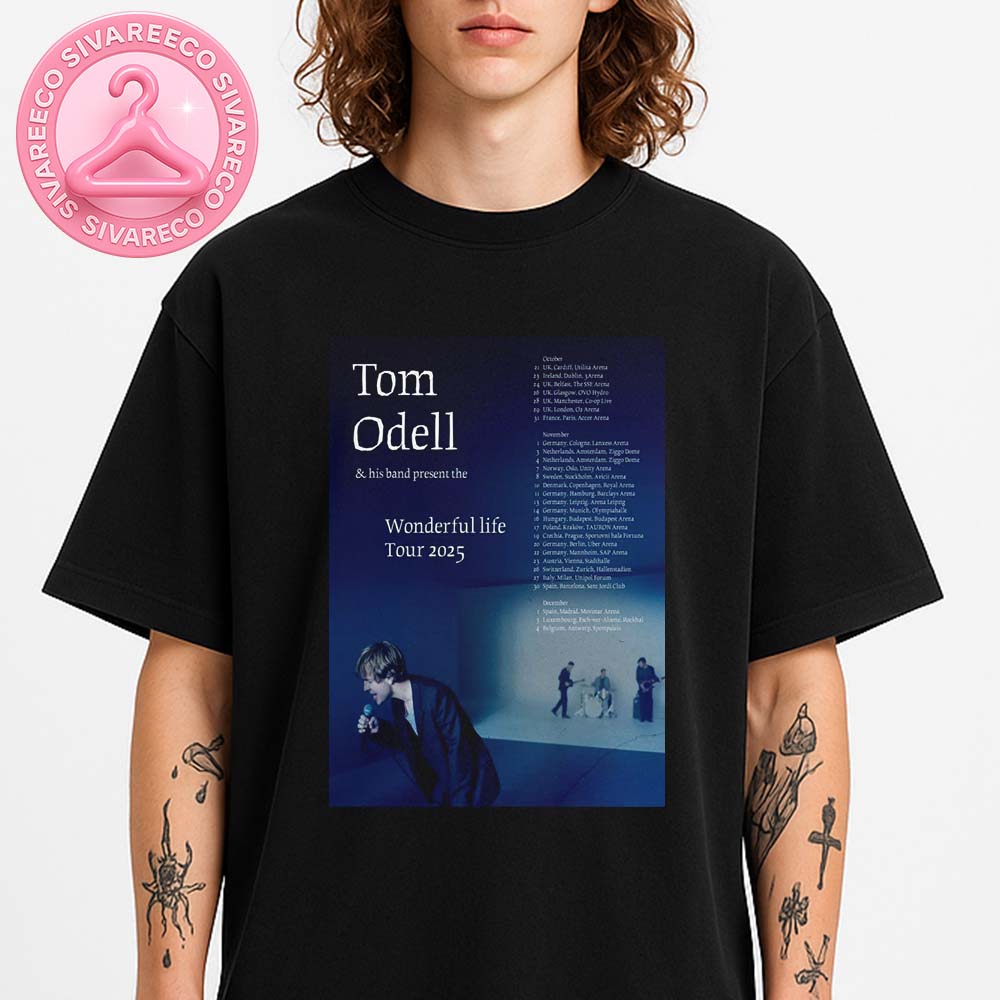 Tom Odell Wonderful Life Tour Poster Featuring Minimalist Blue Stage Artwork For 2025 European Arena Shows Unisex T-Shirt