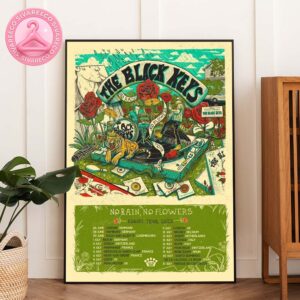 Tour Poster The Black Keys No Rain No Flowers Live Show Music Artwork With Tiger Drums And Roses At Europe In 2025 Home Decor Poster Canvas