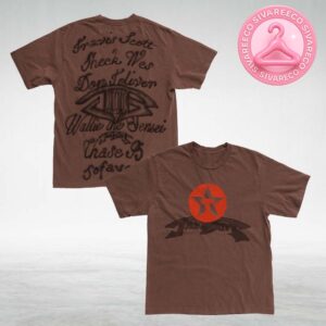Travis Scott Jackboys II Brown Graphic Tee Featuring Sheck Wes Don Toliver and Sofaygo Logo Back Design All Over Print Shirt