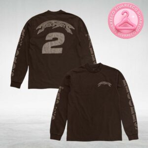 Travis Scott Jackboys Records Takedown Long Sleeve Shirt Brown Airbrush Number 2 Back Logo All Over Print Shirt