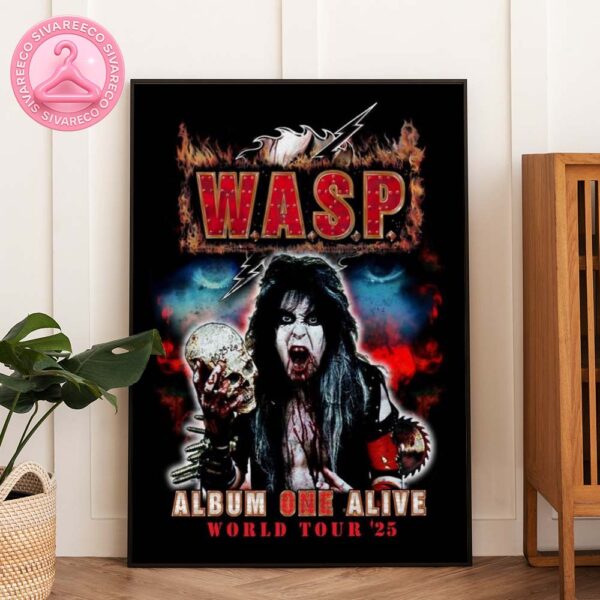 WASP Album One Alive World Tour Poster Featuring Skull Holding Demon Vocalist Artwork For 2025 Global Shows Home Decor Poster Canvas
