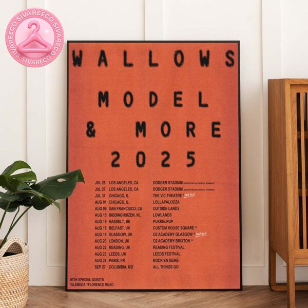 Wallows Model And More Tour Poster Featuring Minimalist Orange Spray Paint Artwork For 2025 US And Europe Shows Home Decor Poster Canvas