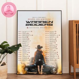 Warren Zeiders Live Show Poster At Maverik Center In Salt Lake City UT On September 11 2025 Cowboy Standing In Front Of Muscle Car Home Decor Poster Canvas