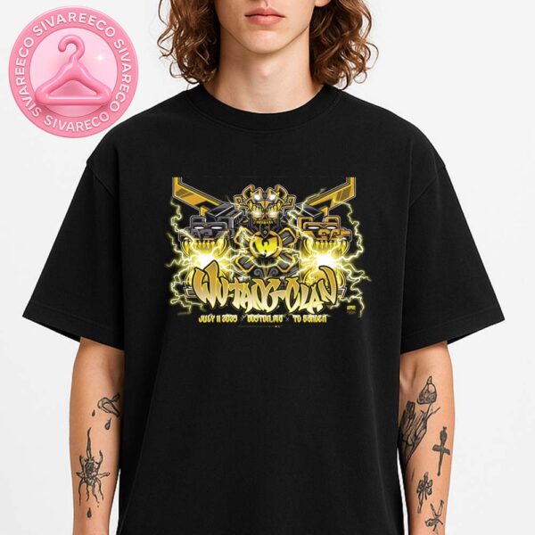 Wu Tang Clan Concert Poster At TD Garden In Boston Massachusetts On July 11 2023 Featuring Samurai Robot Lightning Artwork Unisex T-Shirt