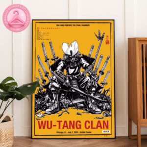 Wu-Tang Clan Final Chamber Tour Poster At United Center In Chicago IL On July 7 2025 Featuring Samurai Warrior With Swords Anime Art Style Home Decor Poster Canvas