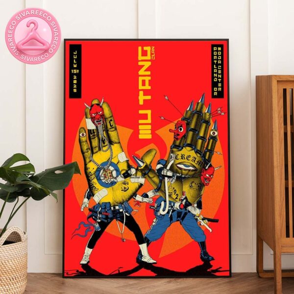 Wu-Tang Clan Portland Concert Poster Featuring Samurai Hands Artwork At Moda Center Jul 15 2025 Home Decor Poster Canvas